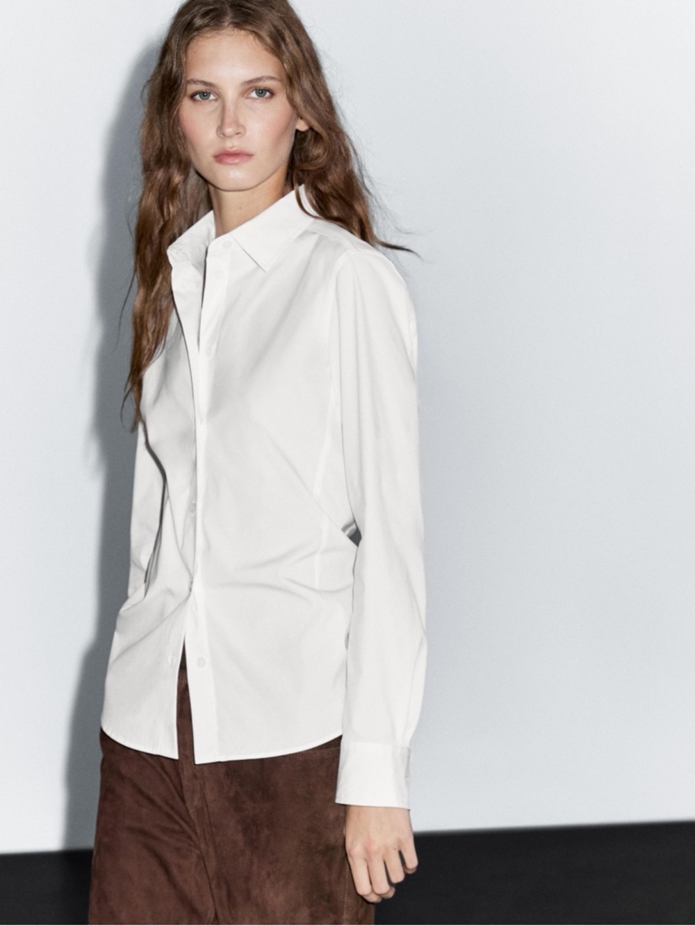 Massimo Dutti White Button-Up Dress Shirt
